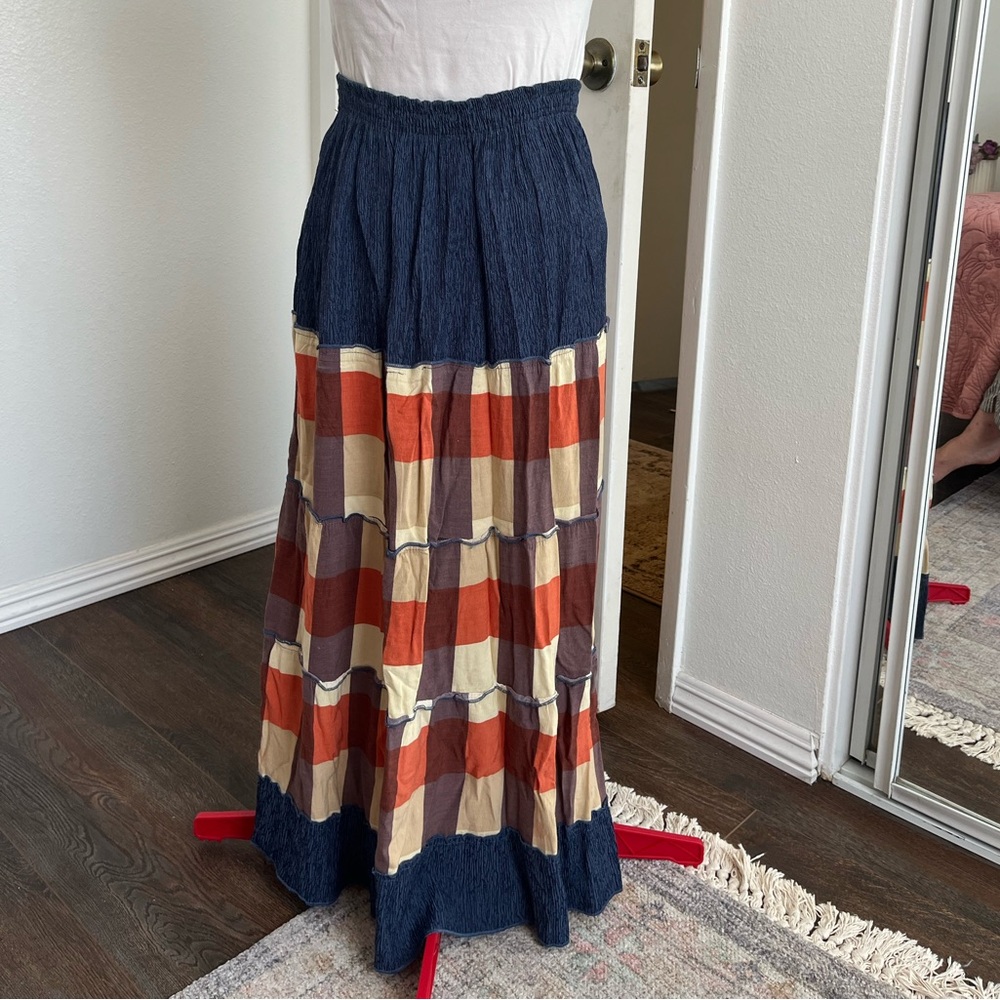 Cottagecore Plaid Maxi Skirt